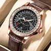 ساعة معصم Poedagar Men's Watch Fashion Leature Leather Quartz Watches Starry Sky Diamond Style Waterproof Sport Wristwatch for for