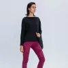 2024lu lu lemen Top fitness da donna Camicia sportiva a maniche Camicie lunghe da yoga Felpe che coprono il sedere Super morbide e rilassate T-shirt autunno e inverno per gli spostamenti