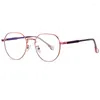 Lunettes de soleil bloquant la lumière bleue, monture optique, jante complète en alliage pour femmes et hommes, mode ronde ovale, lunettes de Prescription