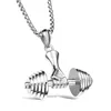 Men Necklace Fashion Fitness Sports Punk Necklace gold barbell Pendant Necklace Gift for Boy