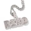 Hip Hop Custom Name Baguette Letter Pendant Necklace With Rope Chain Gold Silver Bling Zirconia Men Pendant Jewelry224K