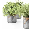 Vases 3 Pots Plastic Green Plants Metal Potted Simulated Eucalyptus Tree Retro Style Iron Bucket