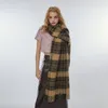 Vintage Maillard Camel Fleece Plaid Scarf Winter Overlay Soft Neck Women's Shawl Fashion Windproof