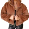 女性の毛皮のフェイクファーの女性秋と冬の毛皮ジッパーカーディガンプラッシュウォームコート230923