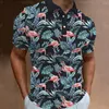 メンズポロスフラミンゴメンズTシャツビジネスポロ印刷された男のためのクイックドライ服ルーズサマーカス