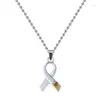 Pendant Necklaces Fashion Care Women's Jewelry Watch Breast Cancer Ribbon Rhinestone Necklace Long Chain Customizable