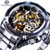 Forsining 2018 New Original Design Golden Gear Movement Luminous Skeleton Mens Automatic Sport Wrist Watches Top Brand Luxury259i