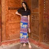 Vêtements ethniques 2023 Été Thai Elephant Enveloppé Jupe Vintage Style Demi-Robe A-ligne Tourisme Porter Vacances Amélioré Quotidien