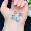 Baumeln Kronleuchter Mode Chic Blau Kristall Aquamarin Topas Edelsteine Diamanten Tropfen Ohrringe Für Frauen Mädchen Weiß Gold Silber C317d