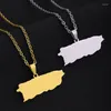 Pendant Necklaces Stainless Steel Silver 18K Gold Plated Puerto Ricos Map Necklace For Men And Women Rico Jewerly