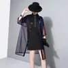 Women's Jacket's Wool Blends Colour Change Loose Midlength Shirt Women Glitter Seethrough Trench Coat Korean Fashion Y2k Streetwear Spring Summer 230923