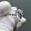 Anelli a grappolo 2021 Solitario Taglio a pera Anello con diamante simulato da 6 ct Anello in argento sterling 925 Fede nuziale di fidanzamento per le donne Festa Je252U