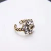 European Brand Fashion Cluster Rings Brass Gold Plated Diamond Charms for Wedding Party Vintage Finger Ring Costume Jewelry284W