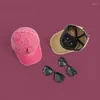 Basker damer solskyddsmedel solglasögon tvättade cowboy baseball cap ins rosa söt kvinnlig retro gör gamla show ansiktstimmar är fortfarande en hatt