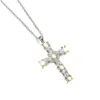 Mens for Women Cross Pendant Necklace Stainless Steel Twisted Chain Necklaces Inlaid CZ Stone Diamond Men Designer Jewelry