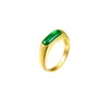 Bröllopsringar klassisk smaragdring trendig gyllene charm smycken för kvinnor ädla cirkulär överraskning gåva hög kvalitet