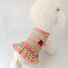 Abbigliamento per cani Abito per animali traspirante a righe colorate Dolce moda Bretelle Vestiti Estate Piccola chihuahua Cat Princess Vest Gonna