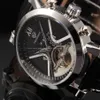 Tourbillon Wrap hommes montres montre automatique boîtier doré calendrier mâle horloge noir montre mécanique Relogio Masculino263R