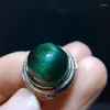 Cluster Rings Natural Green Rutilated Quartz Oval Adjustable Ring Men 13.8/13.3mm 22.8/16.8mm Jewelry