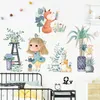 Muurstickers Cartoon Kinderkamer Decoratie Sticker Dier Plint Vrouwelijke Slaapkamer Behang Warm Kleuterklas