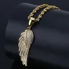 Gioielli da donna di moda Collana con ciondolo ali d'angelo Collana in oro color argento placcato ghiacciato con pietra CZ completa Idea regalo295o