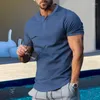 Polos pour hommes Summer Henley Collar Fashion Design Tees T-shirt de couleur unie Hommes Casual Marque de haute qualité à manches courtes Tops à la mode