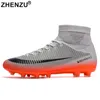 Veiligheidsschoenen ZHENZU Outdoor Heren Jongens Voetbalschoenen Voetbalschoenen Hoge enkel Kinderen Schoenplaten Training Sport Sneakers Maat 35-45 Drop 230923