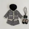 Clothing Sets Spring Autumn Baby Girl 2pcs Set Collarless Long Sleeve Single Breasted Tweed CoatShorts born Fashion Clothes E23077 230923