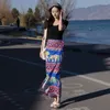 Ethnic Clothing 2023 Summer Thai Elephant Wrapped Skirt Vintage Style Half Dress A-line Tourism Wear Vacation Improved Daily