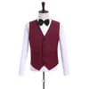 Men's Suits Burgundy Blazer Trousers Shawl Collar Men Set Slim Fit Costume Wedding Groom Tuxedo Prom Party Wear 3Pcs Jacket Pants Vest