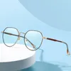 Lunettes de soleil bloquant la lumière bleue, monture optique, jante complète en alliage pour femmes et hommes, mode ronde ovale, lunettes de Prescription