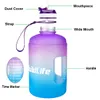 Bottiglie d'acqua BuildLife Bottiglia d'acqua da 1 gallone con indicatore del tempo con cannuccia 3,78 L 2,2 L 1,3 L Plastica senza BPA Grande capacità Fitness Sport OutdoorJugs 230923