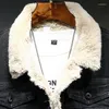 Herrenjacken Winter Dicke Plüsch -Denim -Jacke Außenbekleidung Schlanker Mode klassischer Stil verdickter warmer windproofes männliches Fleece Jean Mantel