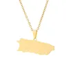 Pendant Necklaces Stainless Steel Silver 18K Gold Plated Puerto Ricos Map Necklace For Men And Women Rico Jewerly