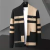 Men's Sweaters Letter Embroidery Contrasting Color Patchwork Knitting Cardigan Man Long Sleeve Sweater High Street Male Garment Coat