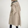 Jaqueta feminina mistura de lã 2023 trench coat para mulheres elegante blusão com capuz jaqueta de inverno solta outwear estilo coreano abrigos para mujeres 230923