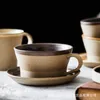 Kubki Retro Ceratre Coffee Cup Zestaw Kreatywne ręcznie robione ceramiczne filiżanki z naczyniem mleko w wodę kubek śniadaniowy stołek hurtowy 230923