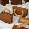 Evening Bags 2023 Women Fashion Unique Wooden Top Handle Personality Vintage Handbag Tote Bag Shoulder Party Office Daily 2 Size