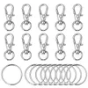 120 Stück drehbarer Lanyard-Karabinerhaken aus Metall mit Karabinerverschluss mit Schlüsselringen, DIY-Schlüsselanhänger, Schmuck, Schlüsselanhänger, Schlüsselanhänger, Zubehör, Silber, Farbe 224n