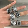 Bröllopsringar Vintage Punk Finger Watch Mini Elastic Strap Eloy Watches Parringar smycken klocka Retro Roman Quartz Watch Rings Women Men 230923