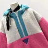 Hoodies للسيدات مخملية سميكة منتصف الطول فضفاض الخريف/الشتاء غطاء محرك الشتاء ملون معطف سترة سترة الصوف 2023 ارتداء الخريف