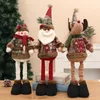 New Christmas Vintage Hemp Snowflake Plaid Fabric Telescopic Doll Christmas Decoration Decoration Decoration Ornaments