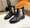 Designer Stripe Boots Women Ankle Boot Chelsea Boots Suede Classics Black Leather Shoes Checkered Martin Boot size With box