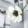 Decorative Flowers 5Pcs Simulated Single Head White Purple Camellia Flower Artificial Fake Green Plants Home Wedding Party Christmas Table