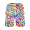 Short de bain coloré hippie rétro pour hommes, imprimé Floral, vêtements de sport confortables, pantalon court de planche, grande taille