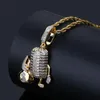 Novo hip hop iced out microfone dos desenhos animados vilão colar completo zircão bling brilho jóias dos homens gift175d