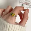 Cluster Rings Silvology Real 925 Sterling Silver Yellow Zircon Heart For Women Two Color Vintage Do The Old Korea Unique Jewelry