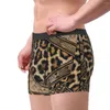 Cuecas homens boxer shorts calcinha leopardo pele com ornamentos étnicos roupa interior macia marrom animal padrão homme S-XXL