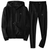 Herrspår 2023 Black Hooded Sportswear Plus Size Hoodie Set för Springfall Winter Tracksuit Men Clothing 230923