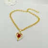 2023 Luxury Quality Charm Heart Shape Pendant Necklace With Red Diamond in 18K Gold Plated Have Stamp Box PS7520A239J